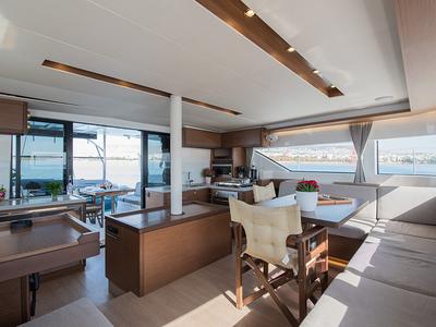 Galley of For Sail Too, a Lagoon 50 catamaran at Parikia, Greece