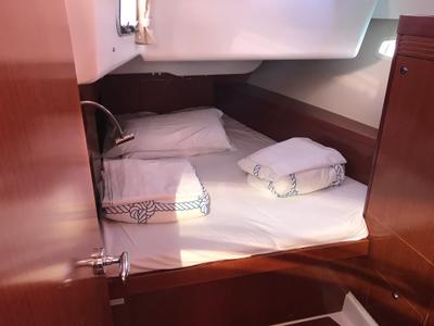 Cabin on Spica, a Beneteau Oceanis 50 Family sailboat at Olbia, Italy