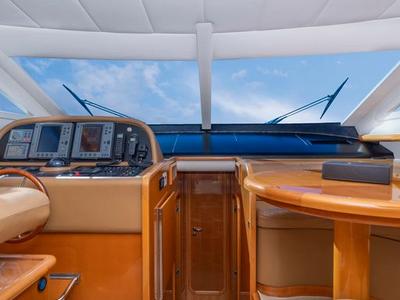 Cockpit of C&A, a Uniesse 55 motorboat at Flisvos Marina, Greece
