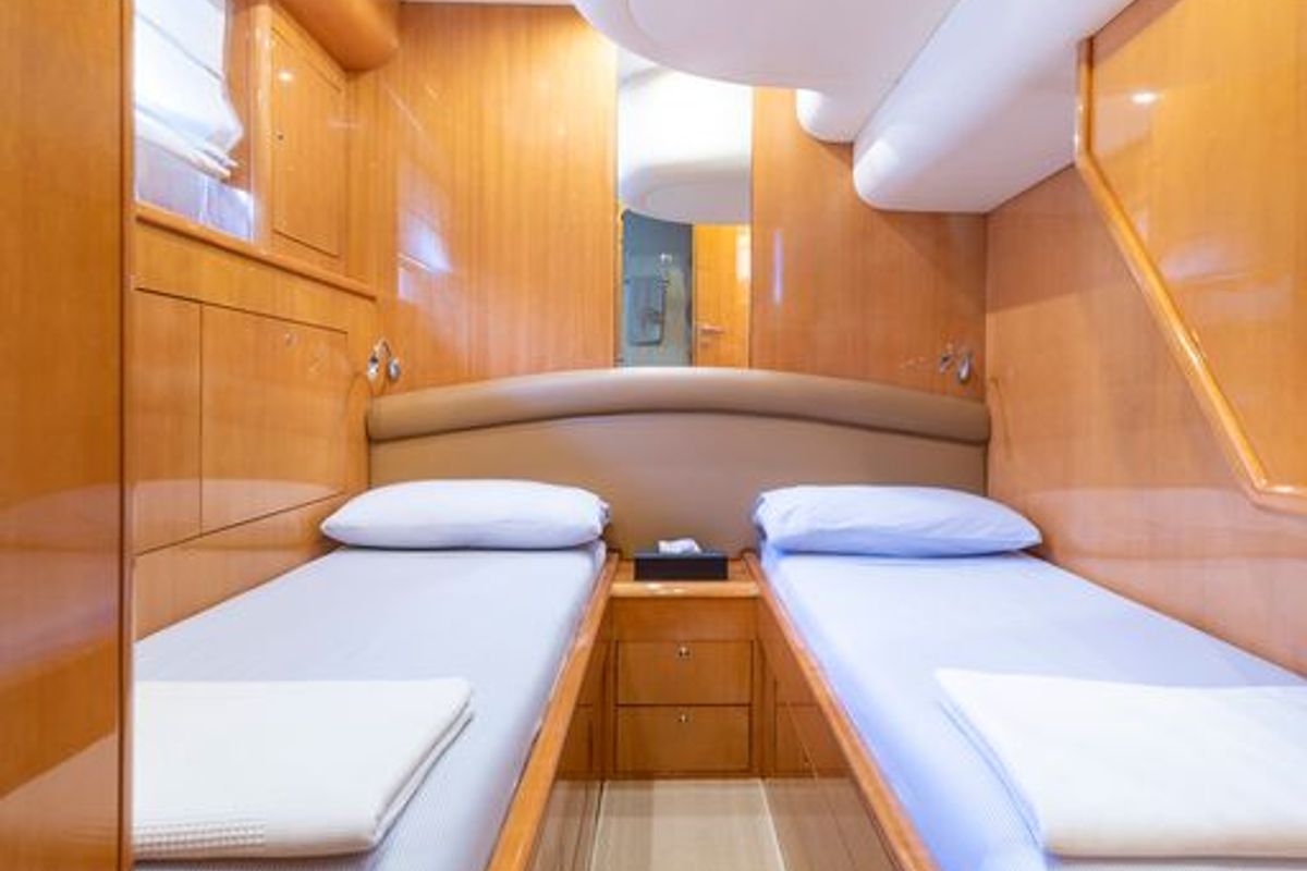 Cabin on C&A, a Uniesse 55 motorboat at Flisvos Marina, Greece