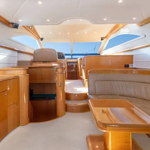 Salon of C&A, a Uniesse 55 motorboat at Flisvos Marina, Greece