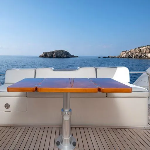 Deck of C&A, a Uniesse 55 motorboat at Flisvos Marina, Greece