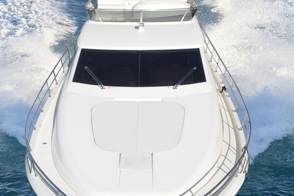 Exterior view of C&A, a Uniesse 55 motorboat at Flisvos Marina, Greece