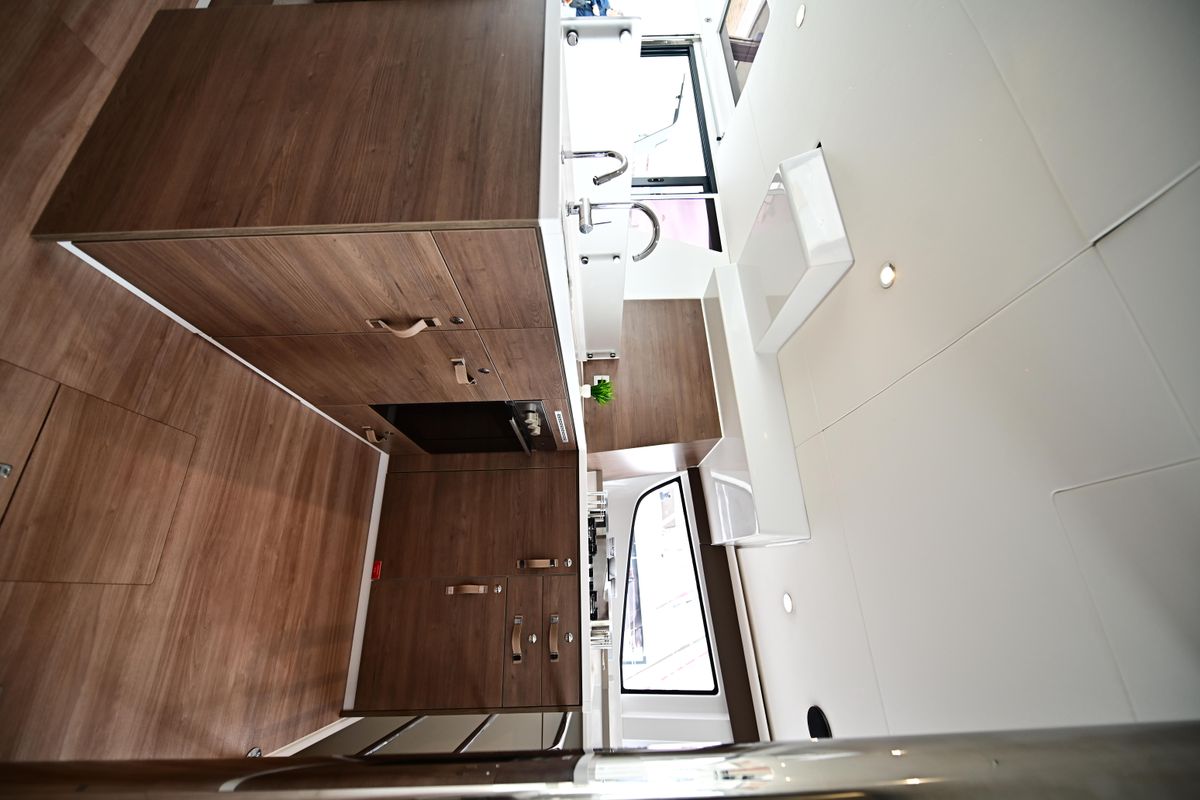 Galley of Cloe, a Bali 4.6 catamaran at Olbia, Italy