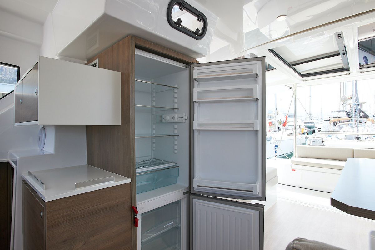 Galley of Meme, a Bali Catspace catamaran at Grad Kaštela, Croatia