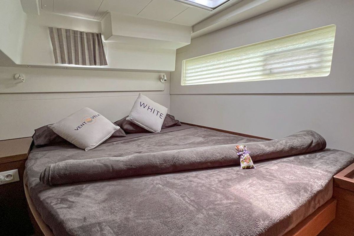Cabin on WHITE, a Lagoon 40 catamaran at Salerno, Italy
