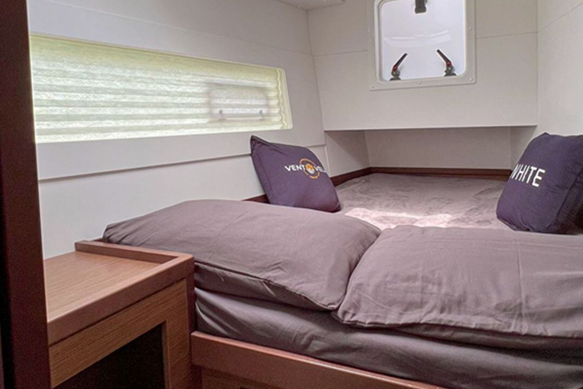 Cabin on WHITE, a Lagoon 40 catamaran at Salerno, Italy