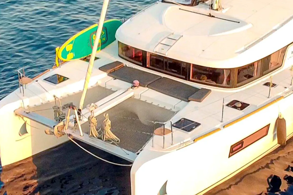 Exterior view of WHITE, a Lagoon 40 catamaran at Salerno, Italy