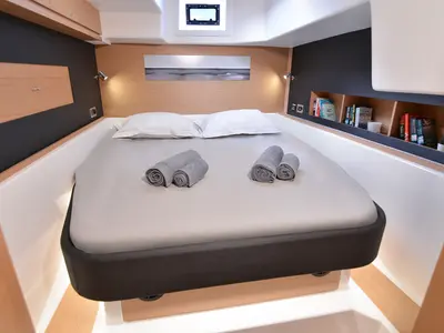 Cabin on Caipirinha , a Dufour Catamaran 48 catamaran at Mykonos, Greece