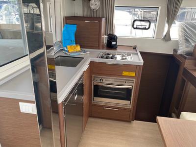 Galley of Koralia, a Lagoon 40 catamaran at Olbia, Italy
