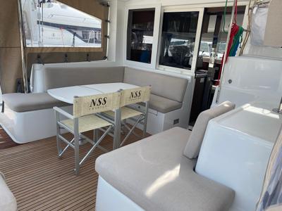 Deck of Koralia, a Lagoon 40 catamaran at Olbia, Italy