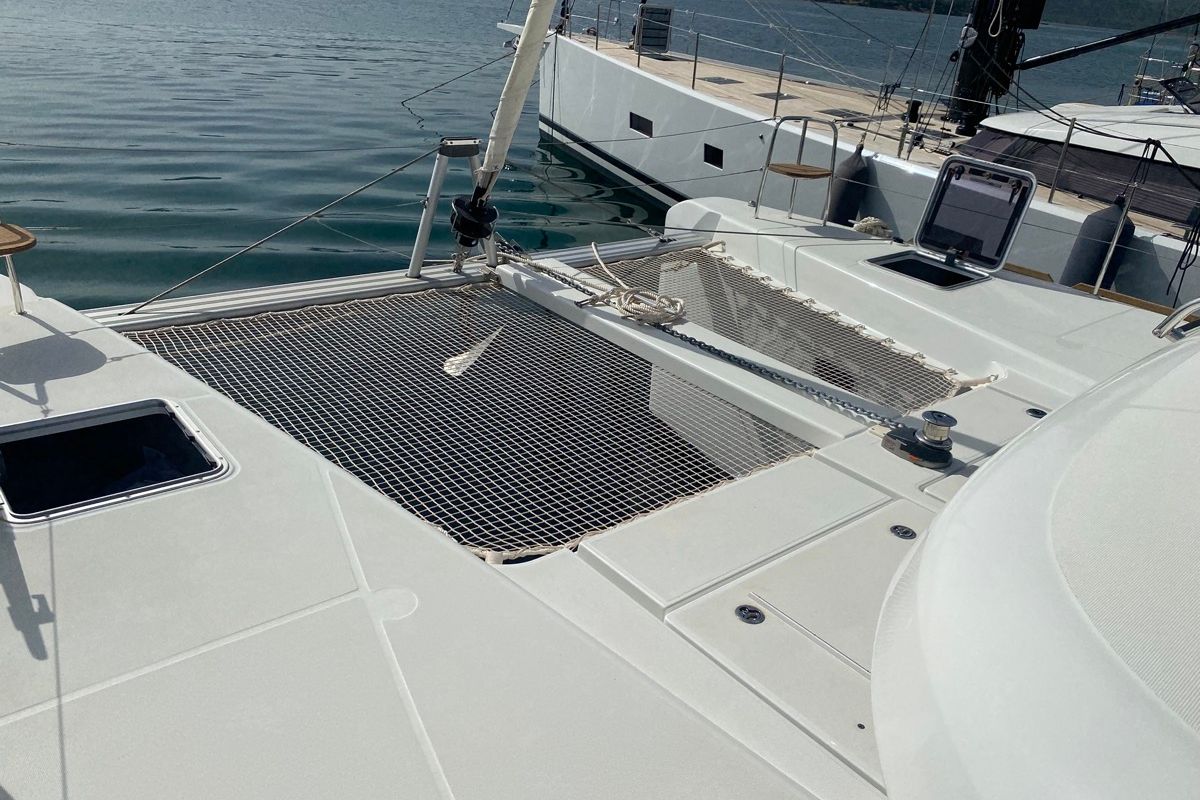 Deck of Koralia, a Lagoon 40 catamaran at Olbia, Italy