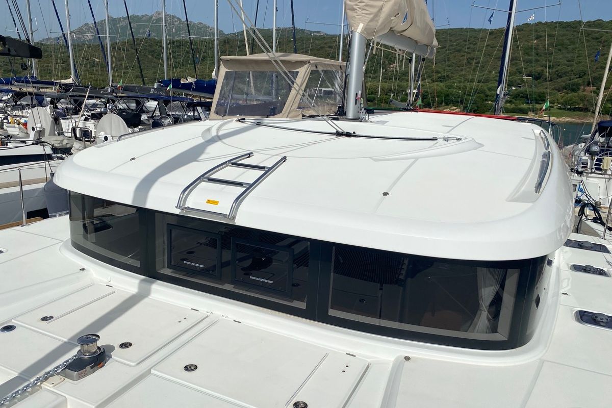Exterior view of Koralia, a Lagoon 40 catamaran at Olbia, Italy