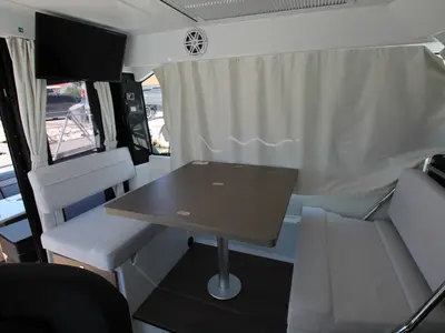 Salon of Navis Amoris, a Jeanneau Merry Fisher 895 Serie2 motorboat at Grad Biograd na Moru, Croatia
