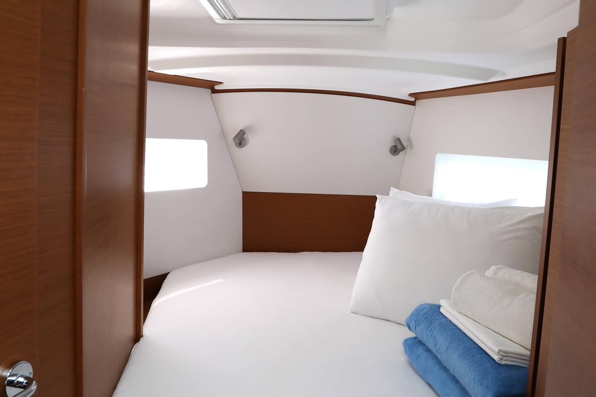 Cabin on Red Kiss, a Jeanneau Sun Odyssey 380 sailboat at Split, Croatia
