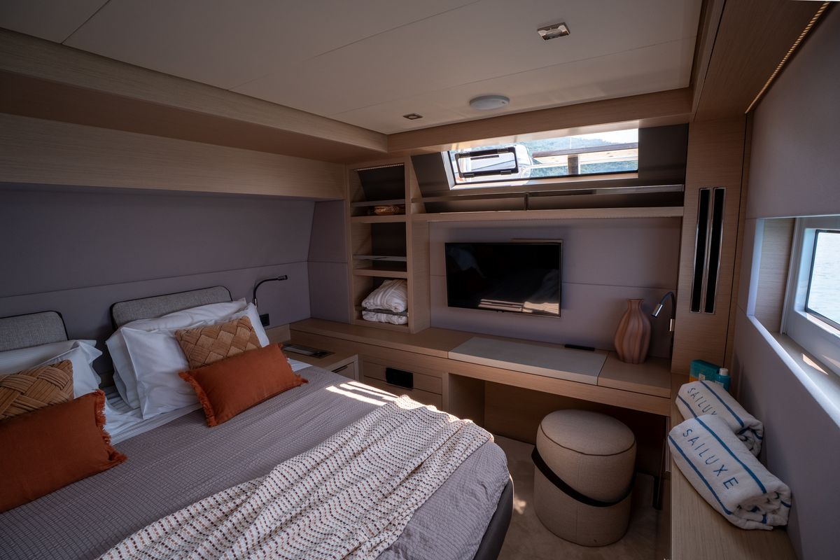 Cabin on SAILUXE - Strafico, a Lagoon 55 catamaran at Capo d'Orlando, Italy