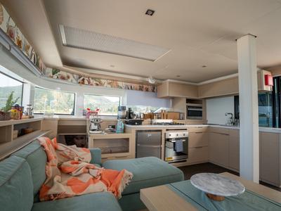 Galley of SAILUXE - Strafico, a Lagoon 55 catamaran at Capo d'Orlando, Italy