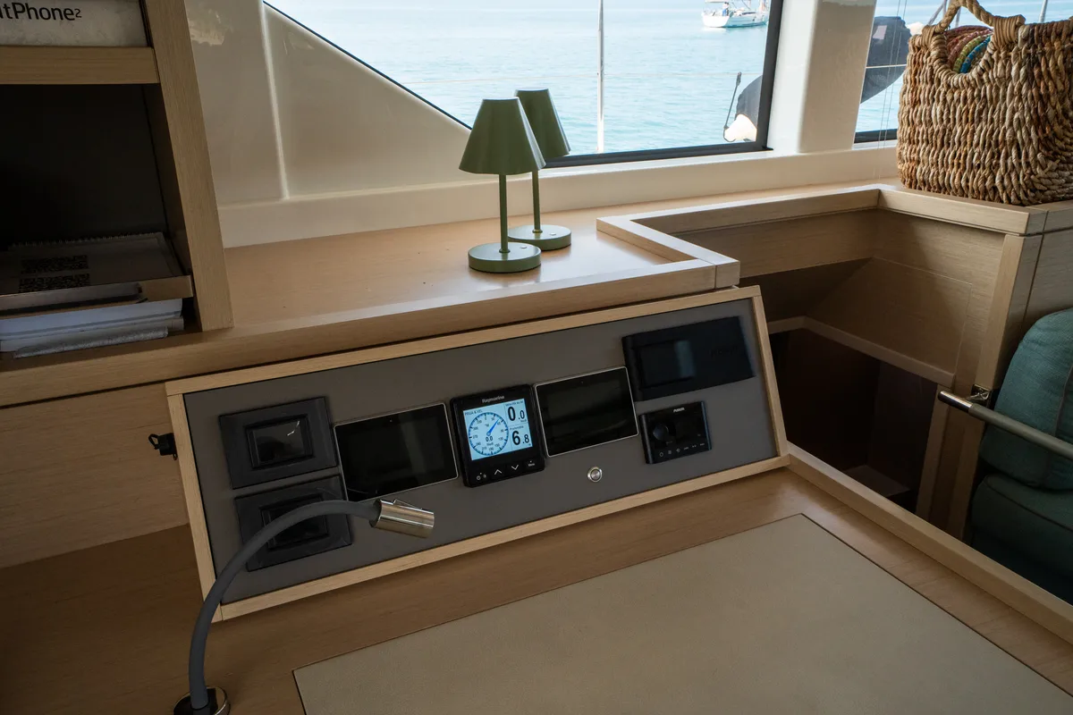 Cockpit of SAILUXE - Strafico, a Lagoon 55 catamaran at Capo d'Orlando, Italy