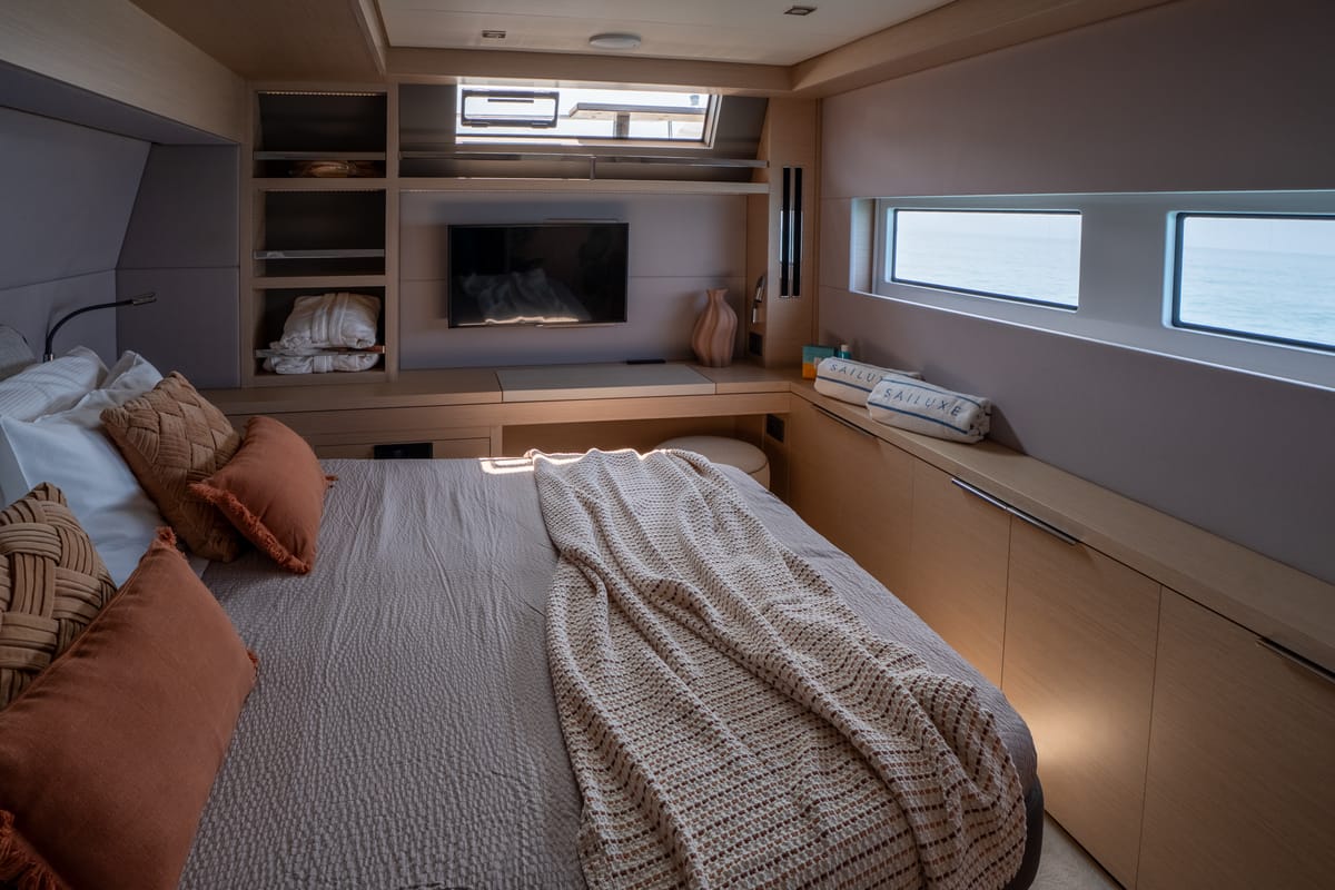 Cabin on SAILUXE - Strafico, a Lagoon 55 catamaran at Capo d'Orlando, Italy