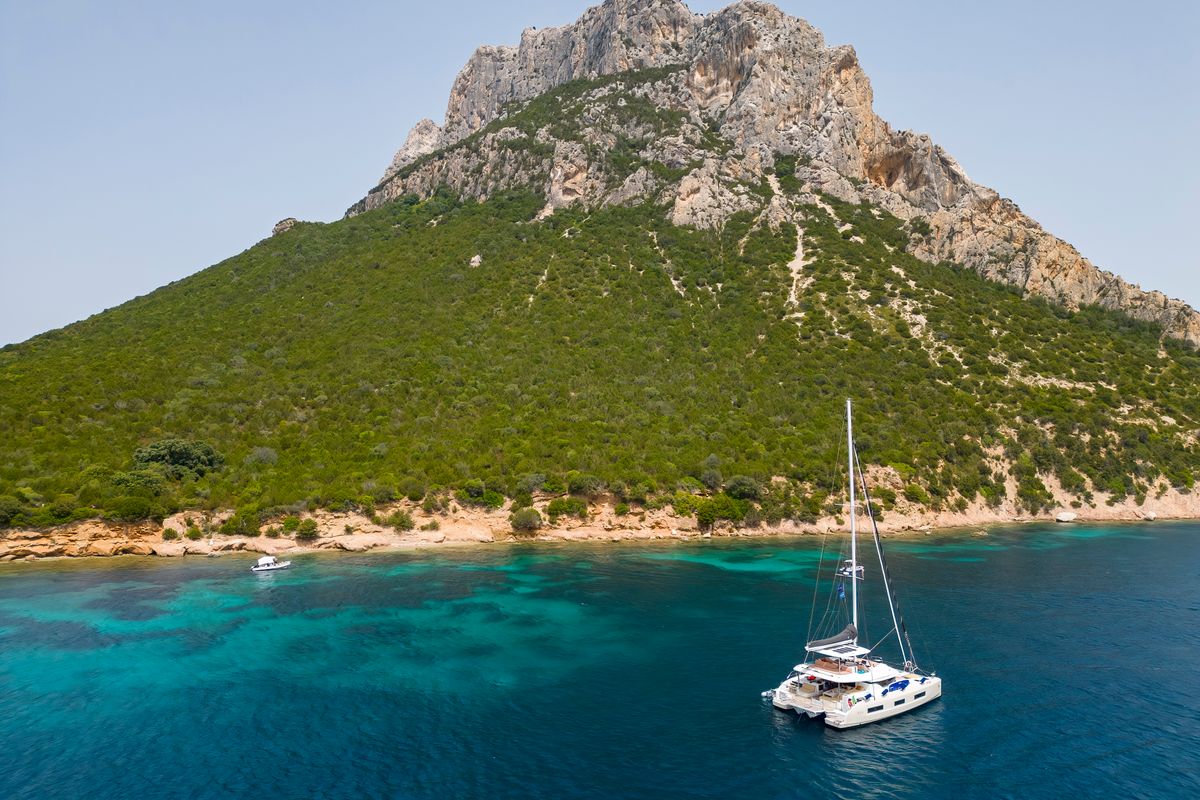 Exterior view of SAILUXE - Strafico, a Lagoon 55 catamaran at Capo d'Orlando, Italy