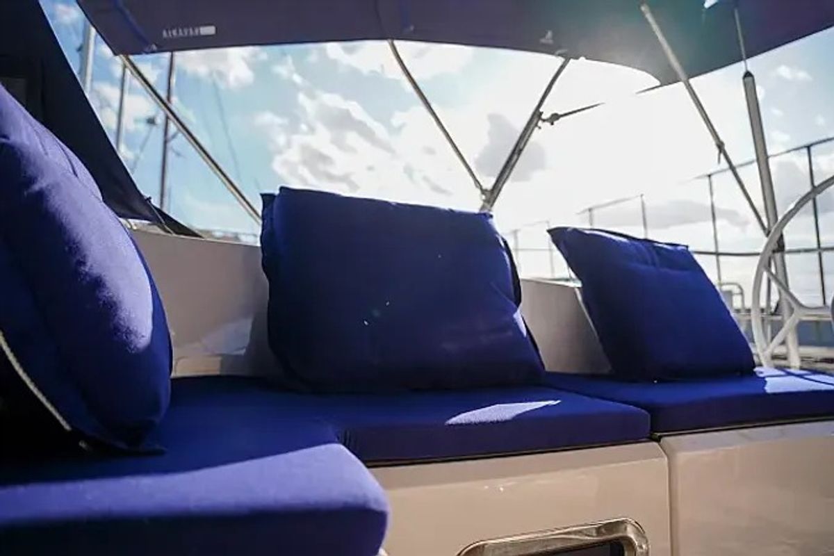 Deck of BLUE-D, a Bavaria Cruiser 46 sailboat at Volos Municipality, Greece