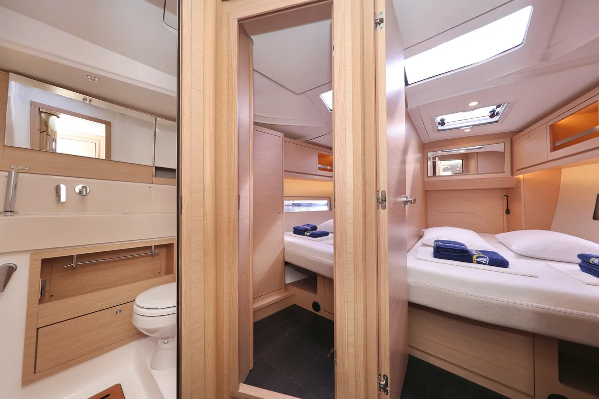 Cabin on Stressless, a Dufour 470 sailboat at Grad Biograd na Moru, Croatia