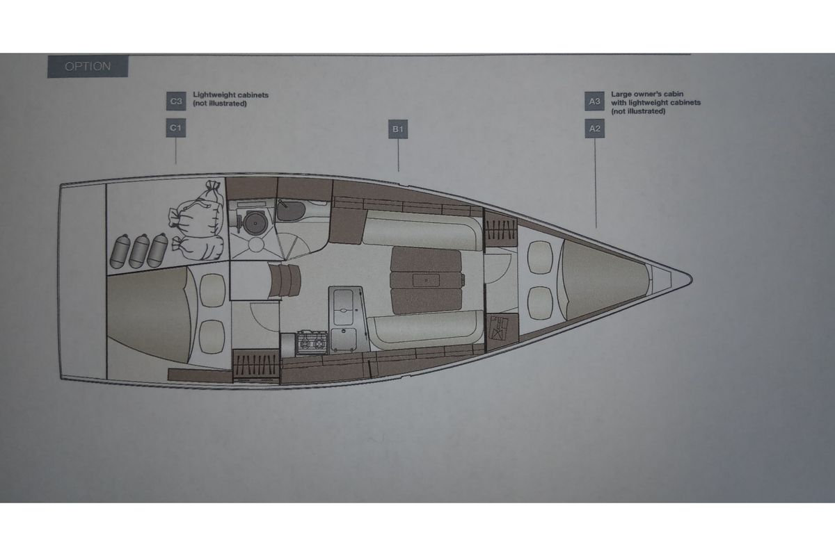 Floor plan of Hangover, a Dehler 34 sailboat at Yerseke, Netherlands