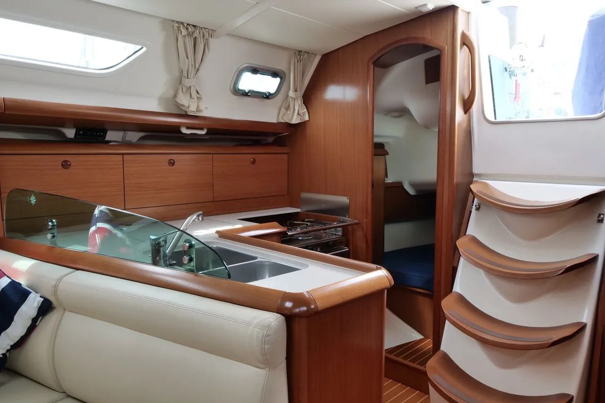 Galley of Morpheus, a Jeanneau Sun Odyssey 37 sailboat at Oban, United Kingdom
