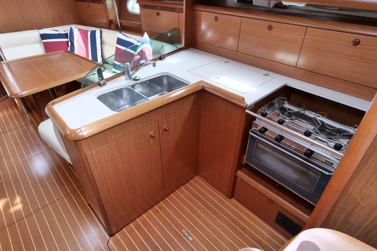 Galley of Morpheus, a Jeanneau Sun Odyssey 37 sailboat at Oban, United Kingdom