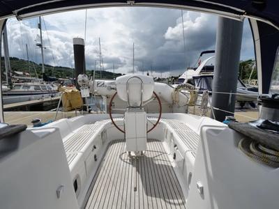 Cockpit of Morpheus, a Jeanneau Sun Odyssey 37 sailboat at Oban, United Kingdom