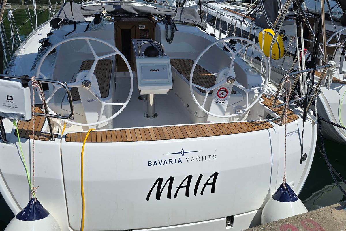 Cockpit of Maia, a Bavaria Cruiser 37 sailboat at Zadar, Croatia