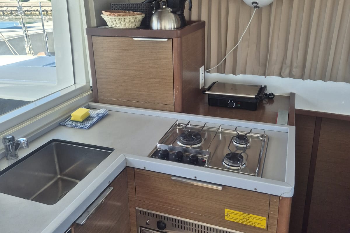 Galley of Nina II, a Lagoon 40 catamaran at Dubrovnik, Croatia