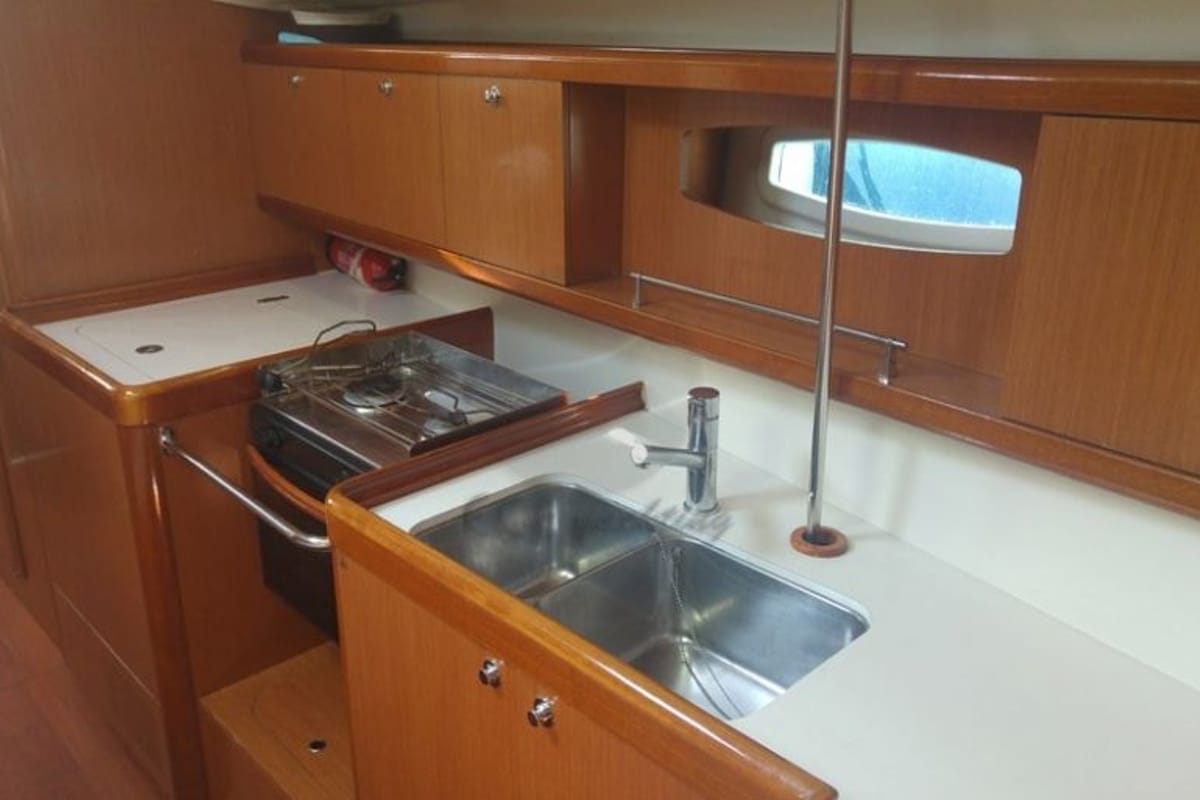 Galley of Filadelfo, a Beneteau Oceanis 43.4 sailboat at Fethiye, Turkey