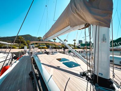 Deck of Premium, a Solaris Yachts Solaris 50 sailboat at Salerno, Italy