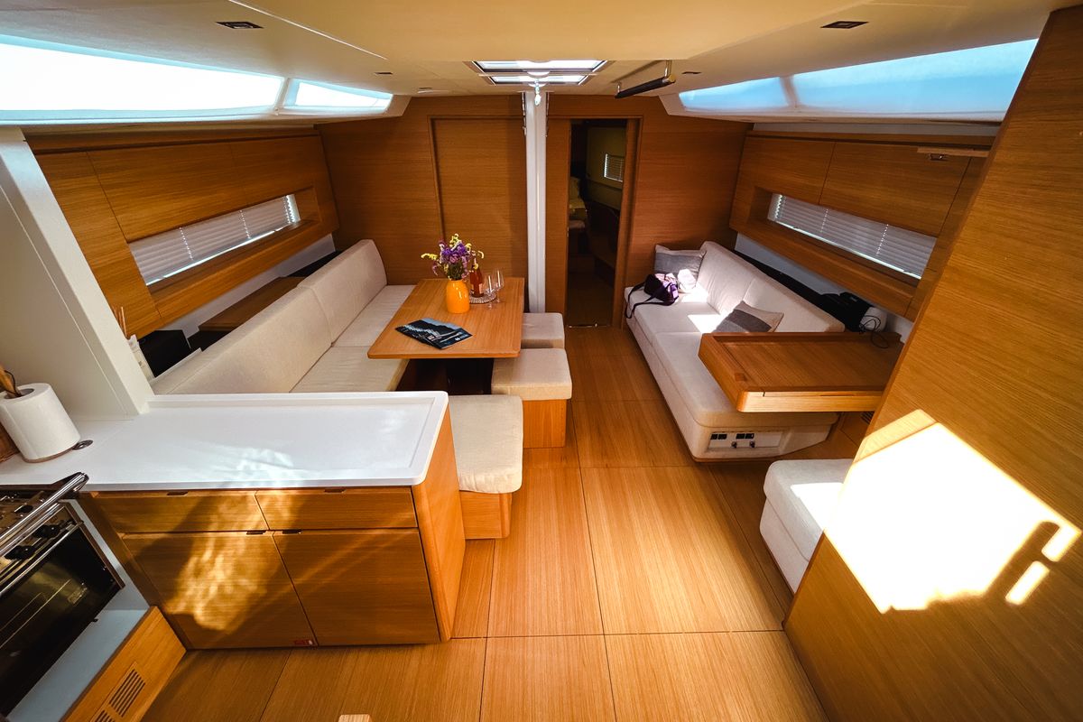Salon of Premium, a Solaris Yachts Solaris 50 sailboat at Salerno, Italy
