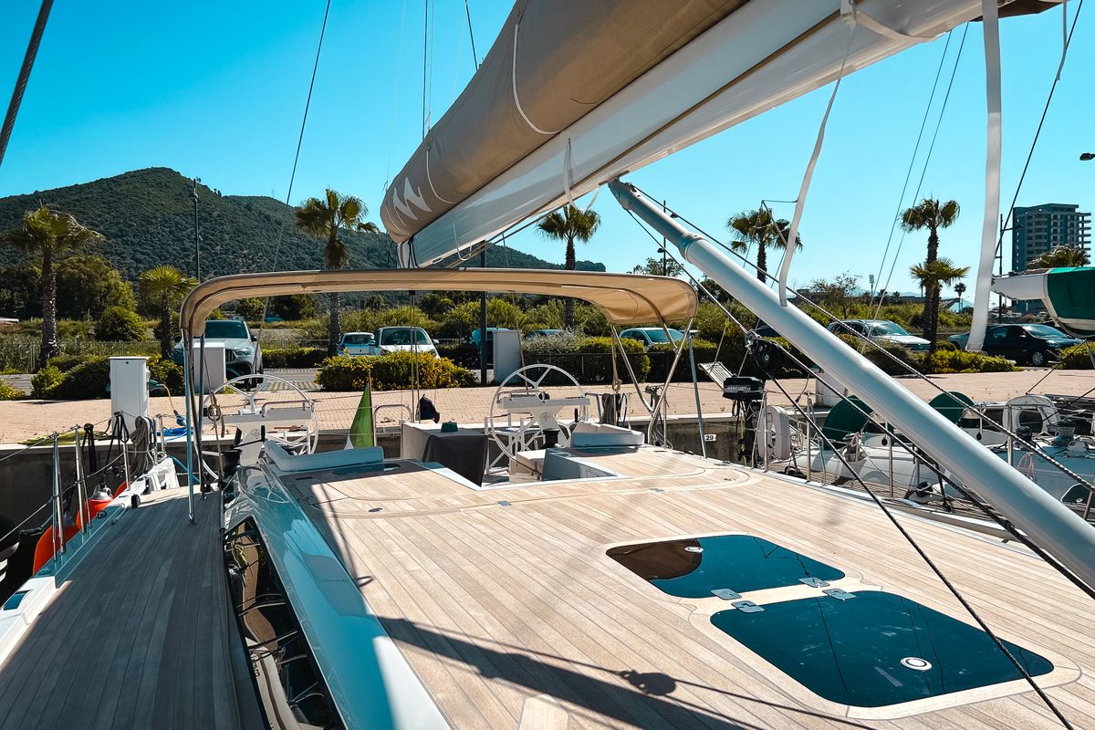 Deck of Premium, a Solaris Yachts Solaris 50 sailboat at Salerno, Italy