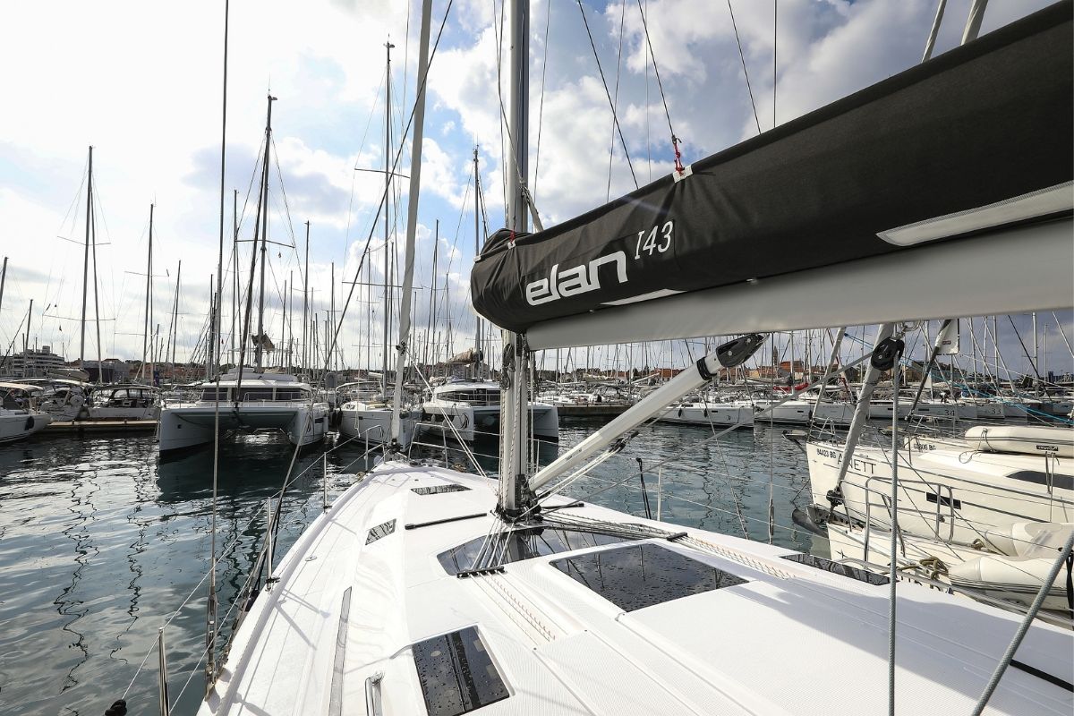 Exterior view of Seppia, a Elan Impression 45 sailboat at Grad Biograd na Moru, Croatia