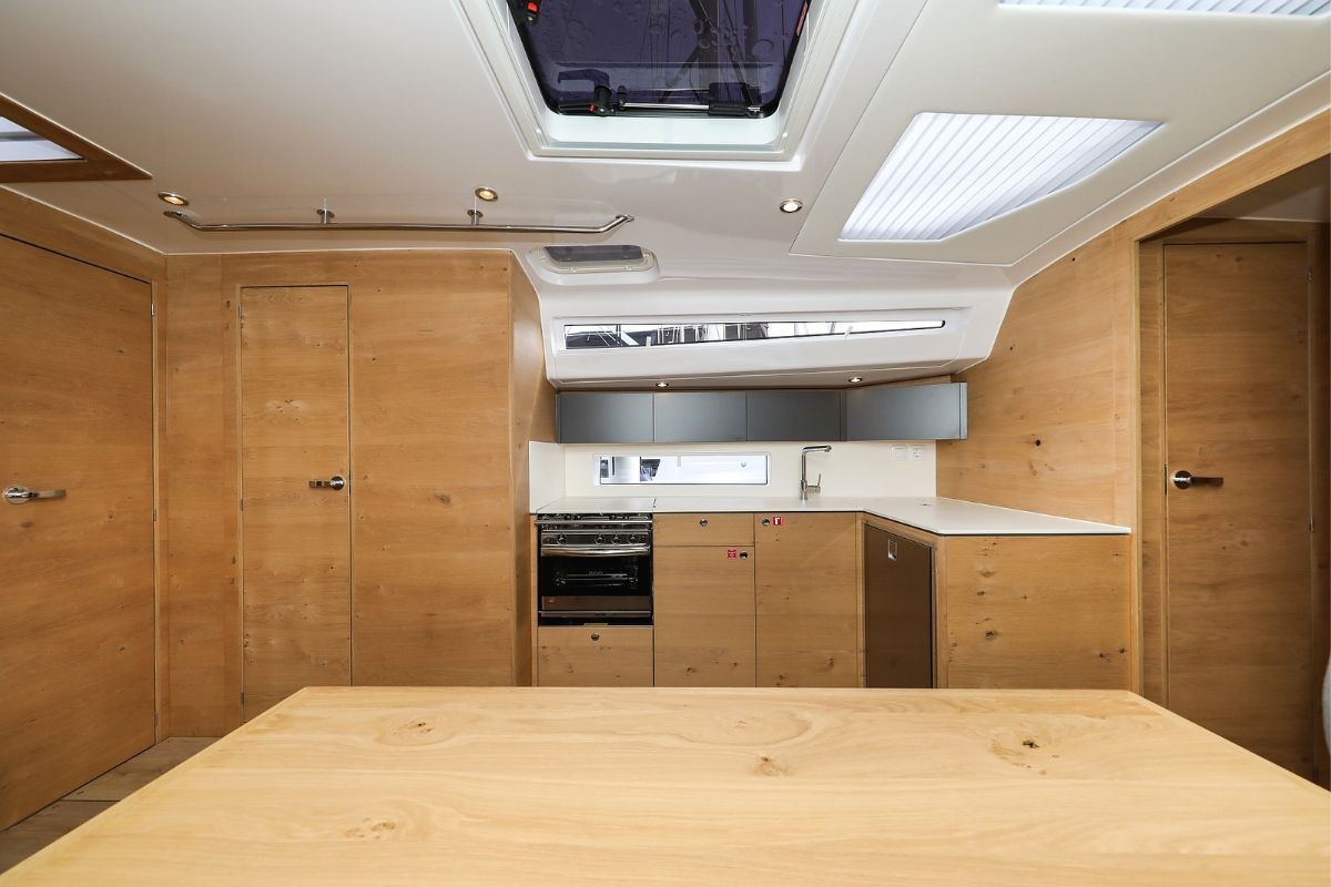 Galley of Seppia, a Elan Impression 45 sailboat at Grad Biograd na Moru, Croatia