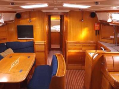 Salon of JEANNINE, a Bavaria 50 Cruiser sailboat at Kalkara, Malta