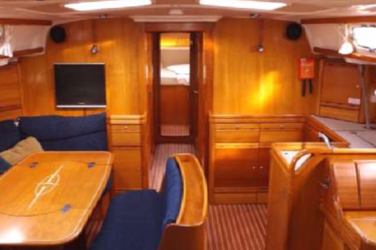 Salon of JEANNINE, a Bavaria 50 Cruiser sailboat at Kalkara, Malta