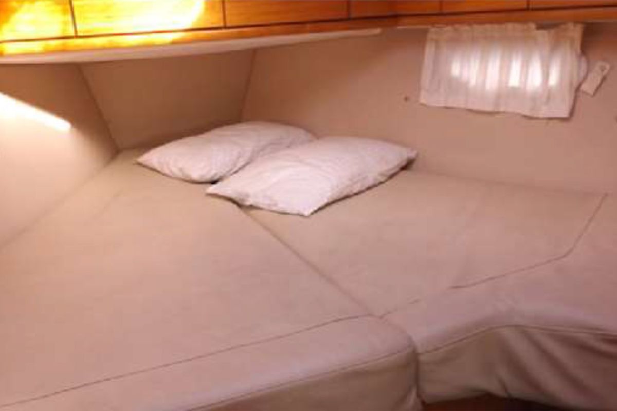 Cabin on JEANNINE, a Bavaria 50 Cruiser sailboat at Kalkara, Malta