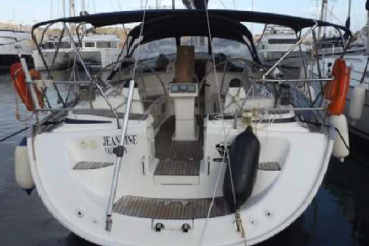 Exterior view of JEANNINE, a Bavaria 50 Cruiser sailboat at Kalkara, Malta