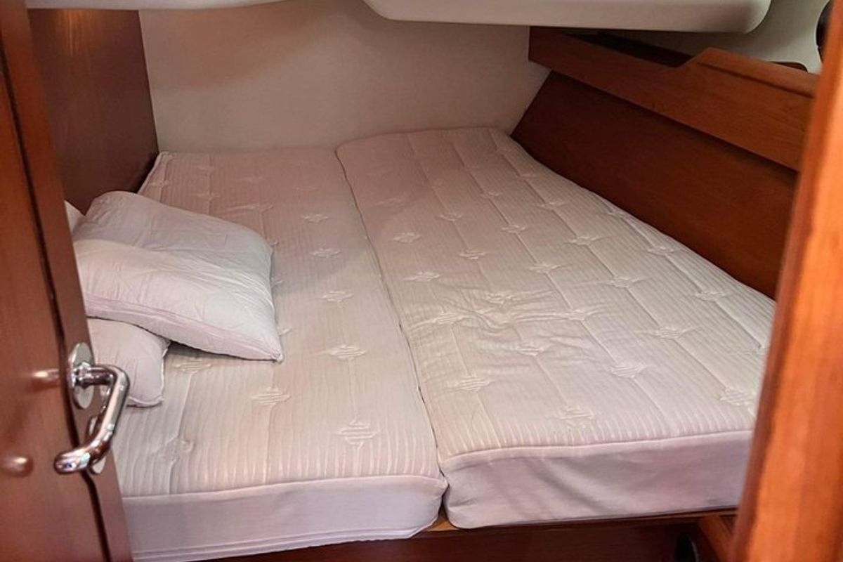 Cabin on Family, a Jeanneau Sun Odyssey 49 sailboat at Municipal Unit of Lefkada, Greece