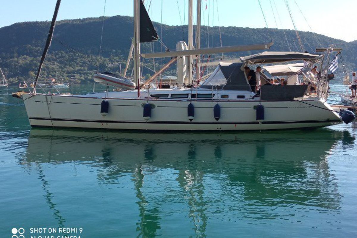 Exterior view of Family, a Jeanneau Sun Odyssey 49 sailboat at Municipal Unit of Lefkada, Greece
