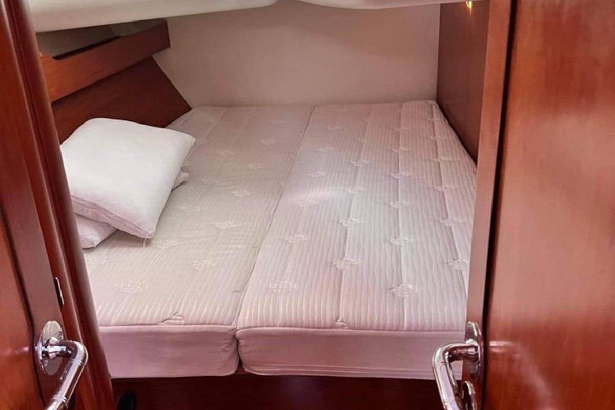 Cabin on Family, a Jeanneau Sun Odyssey 49 sailboat at Municipal Unit of Lefkada, Greece