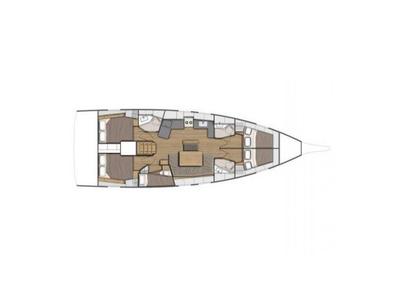 Floor plan of GRETA, a Beneteau Oceanis 46.1 sailboat at Port de Pollença, Spain