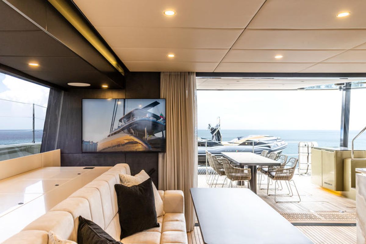 Salon of YGO., a Sunreef Yachts Sunreef 60 catamaran at Palma de Mallorca, Spain