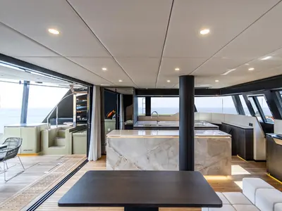 Galley of YGO., a Sunreef Yachts Sunreef 60 catamaran at Palma de Mallorca, Spain