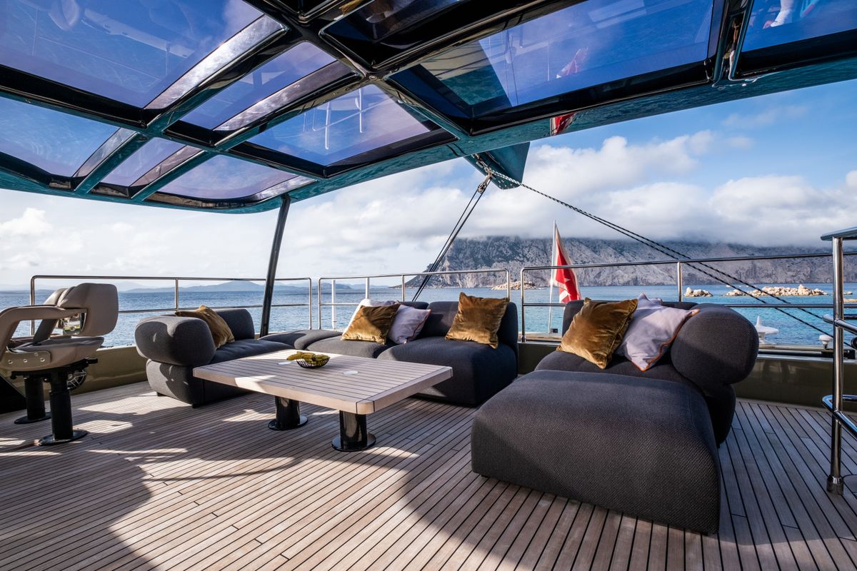 Deck of YGO., a Sunreef Yachts Sunreef 60 catamaran at Palma de Mallorca, Spain