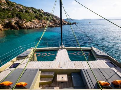 Deck of YGO., a Sunreef Yachts Sunreef 60 catamaran at Palma de Mallorca, Spain